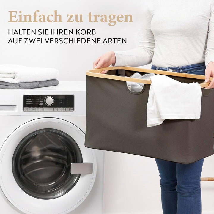 HENNEZ Badezimmerregal 2 Fächer | Bambusregal mit Ablage und 2 Körben | Badregal mit Schubladenboxen