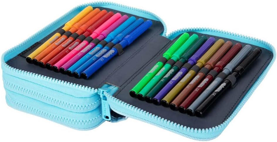 CoolPack 3-Fach Mäppchen Federmappe Federtasche XXL Schulstiftetui, dreifaches Federmäppchen 44-teil