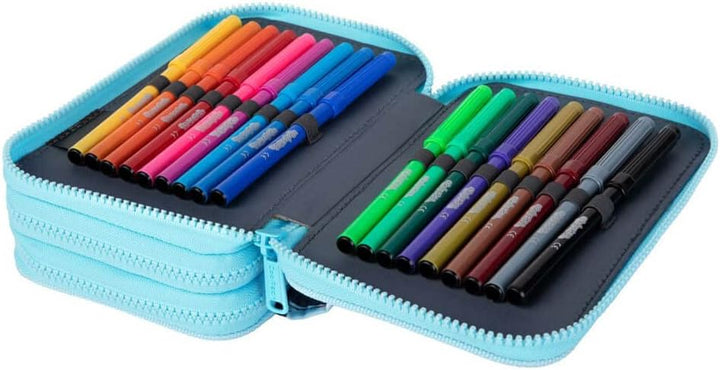 CoolPack 3-Fach Mäppchen Federmappe Federtasche XXL Schulstiftetui, dreifaches Federmäppchen 44-teil