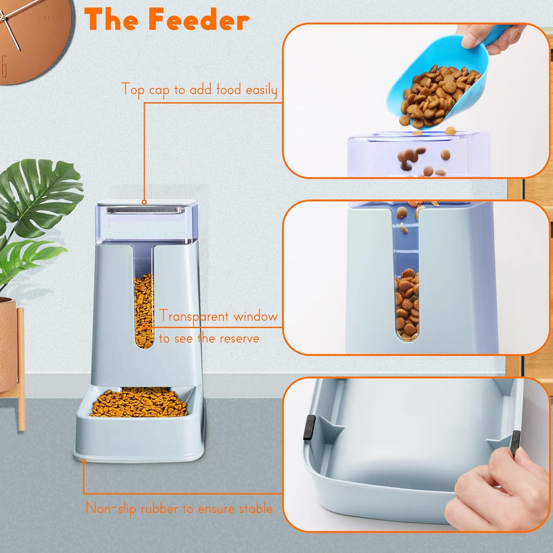 Automatischer Katzenfutterspender und Wasserspender im Set 2 Packungen Hund 1 Gallone für kleine, mi