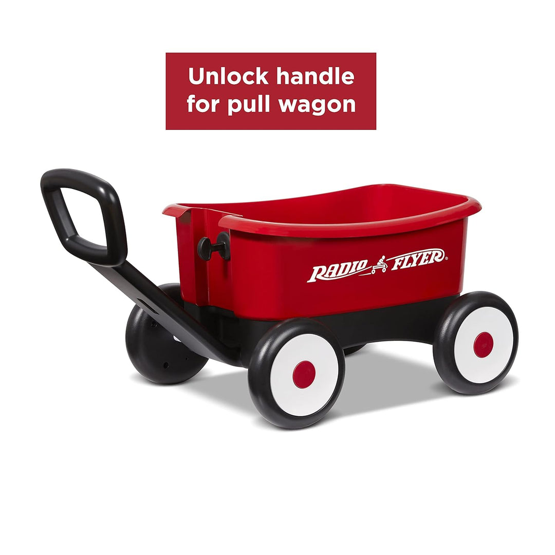 Radio Flyer Push & Pull Walker Kombi mit Teddybär, roter 2-in-1 Wagen für Kleinkinder, für 1–4 Jahre
