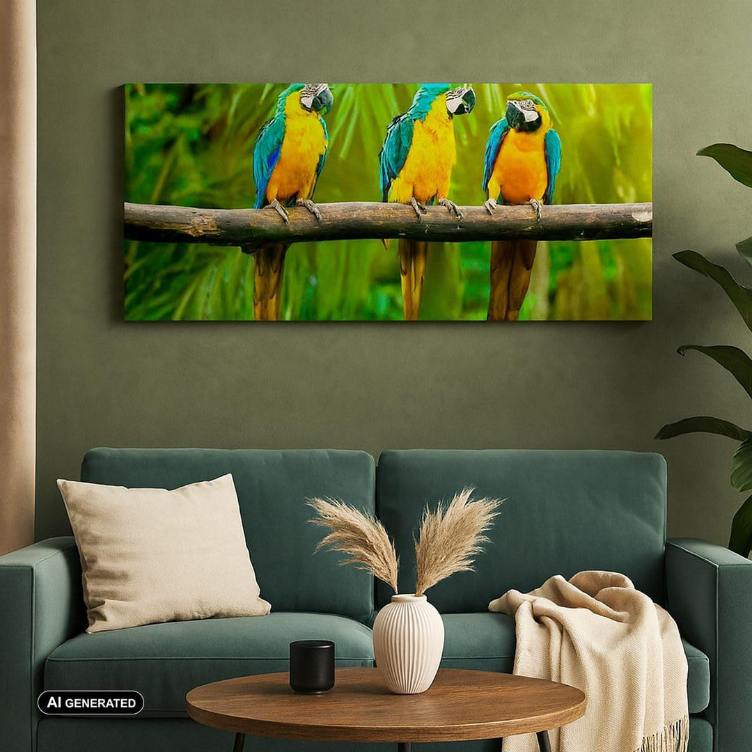 Wandbilder Dekoration Wohnzimmer Papageien Collorful Natur Vögel Panorama Bilder auf Leinwand 120x50