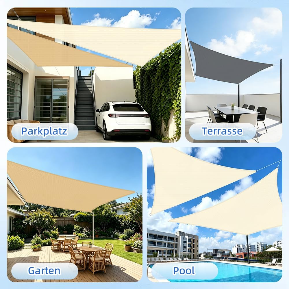 COOL AREA Sonnensegel Rechteckig 2.5x4m,Sonnenschutz atmungsaktiv mit UV Schutz eignet Sich für Auss