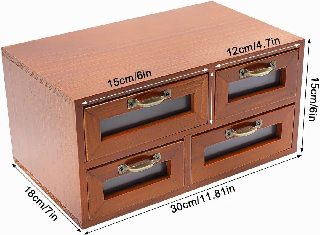 Schreibtisch Organizer Holz Aufbewahrungsschrank Mit 4 Schubladen FüR Zuhause Vintage Holzschubladen