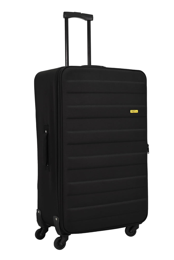 SIGN Stoffkoffer Reisekoffer Trolley (Handgepäck-Mittel-Gross-Set) + 5cm Dehnungsfuge (Schwarz, Mitt