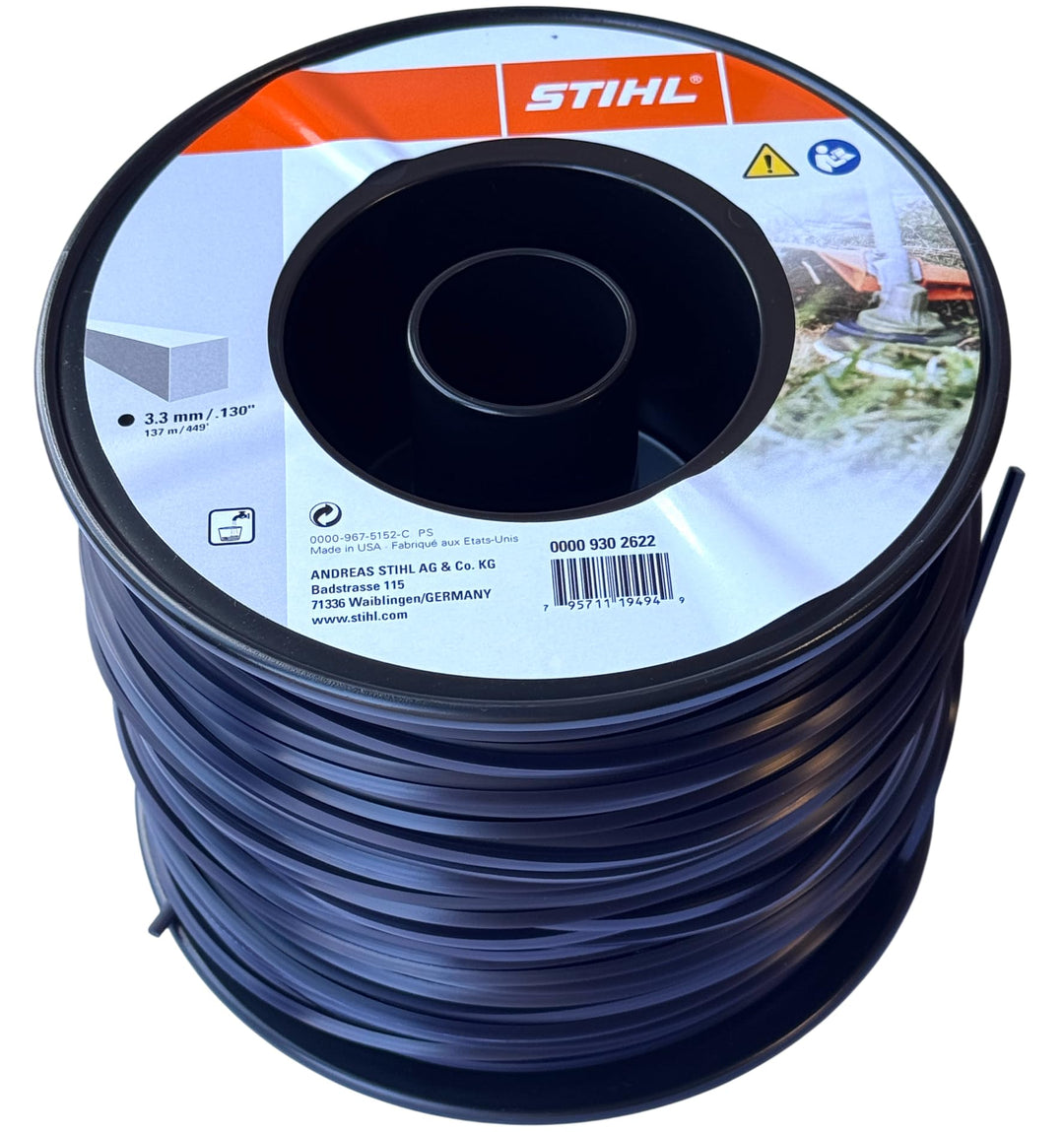 Stihl 9302622 quadratisch schwarz 3,3 mm 140m Mähfaden, 140m