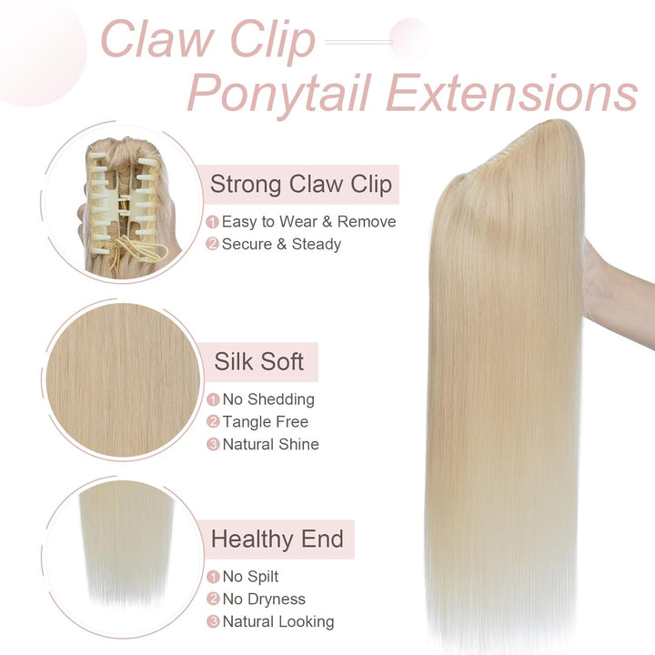 Haarteile Echthaar Ponytail Extension Clip in Pferdeschwanz Extensions Echthaar Glatt Zopf Haarverlä