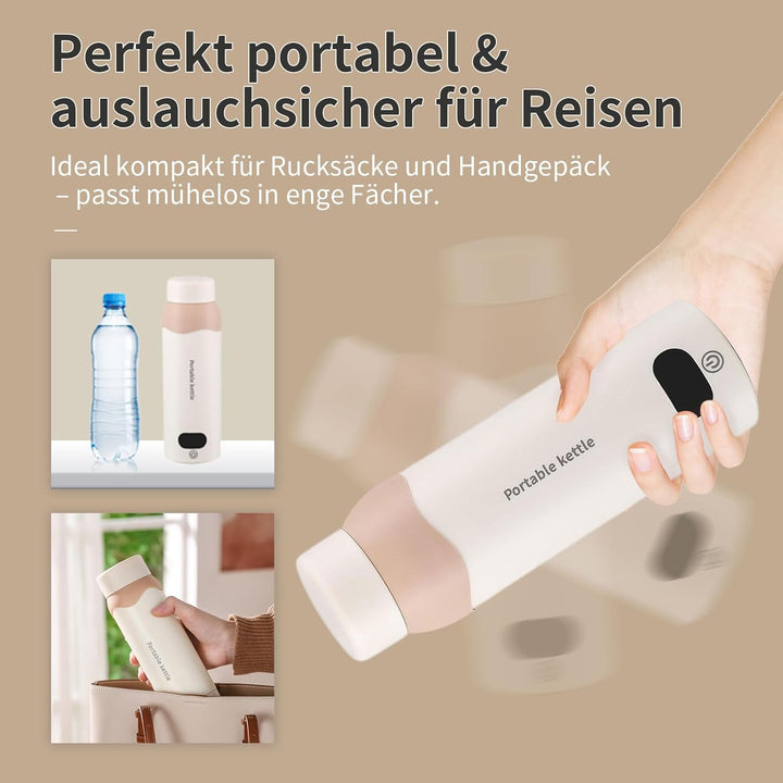 Elektrischer Reisewasserkocher Klein 450 mL - 6 Temperatureinstellungen Mini Wasserkocher zum Anschl