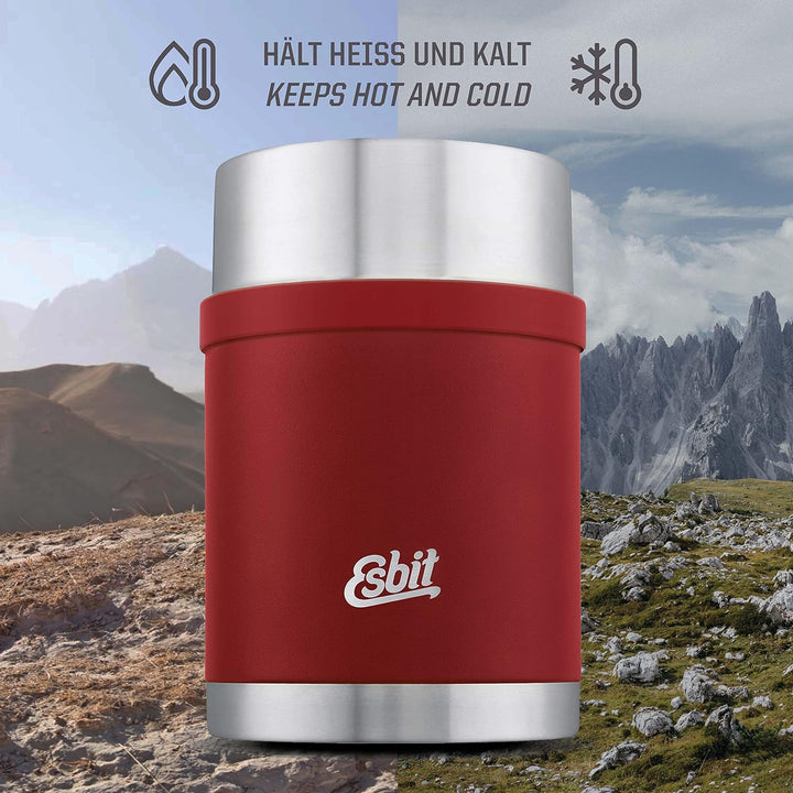 Esbit Thermobehälter Sculptor für Essen - Warmhaltebehälter 1000 ml in Burgundy - aus Edelstahl für