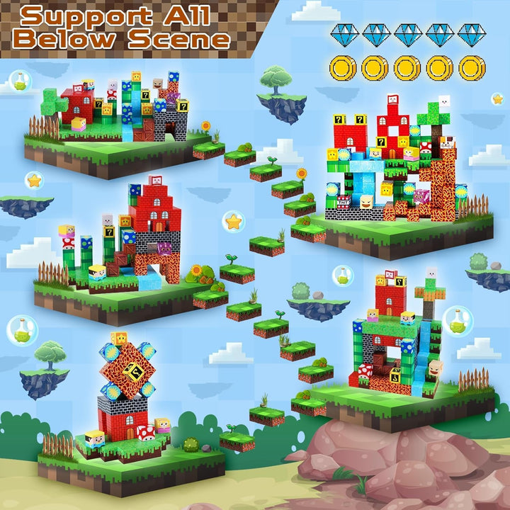Magnetische Bausteine 150 Stück Magnetbausteine für Kinder Bauen Deine Abenteuerspiel Castle STEM Mo