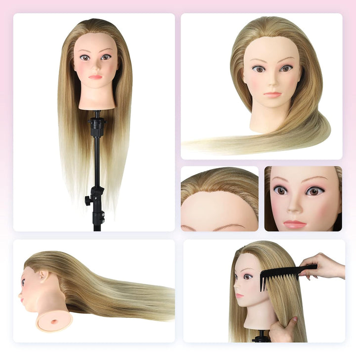 Neverland Frisierkopf Friseur Echthaar Übungskopf Friseurkopf Trainingsköpfe (26” Ombre Golden), 26”