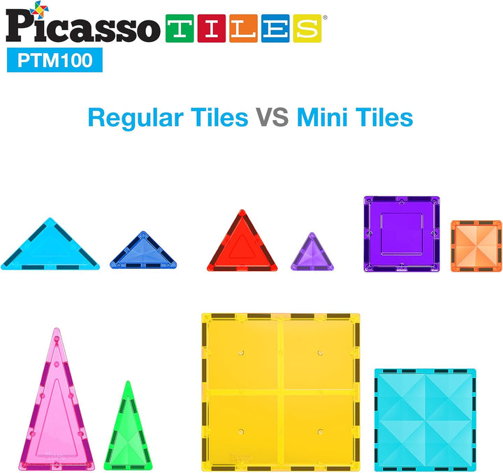 PicassoTiles 100 Stück Magnetbaustein Mini-Diamant-Serie Reisegrösse On-The-Go-Magnet-Konstruktion S