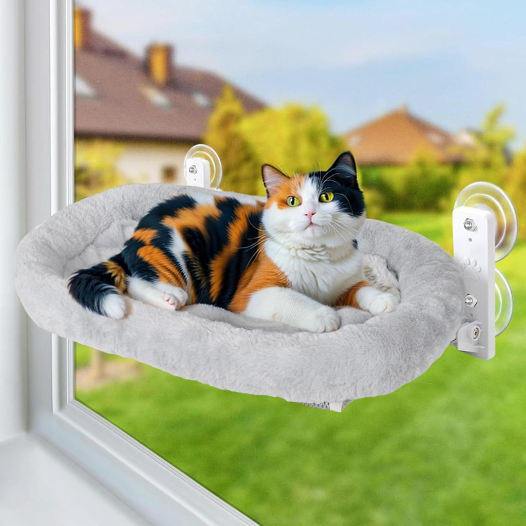 Dokeno Fensterliege für Katzen Bequeme Fenster Hängematte, Katzenbett Fensterbankliege mit stabilen