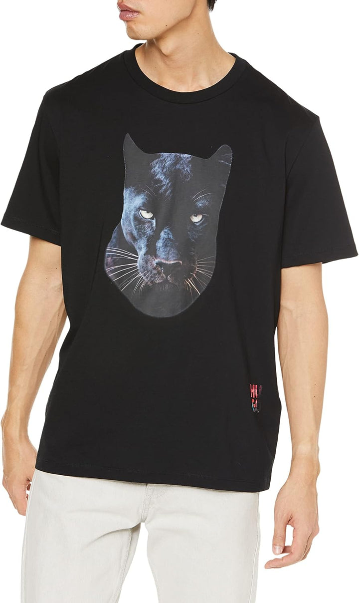 HUGO Herren Deetah T-Shirt aus Baumwoll-Jersey mit Jaglion-Print XS Black1, XS Black1