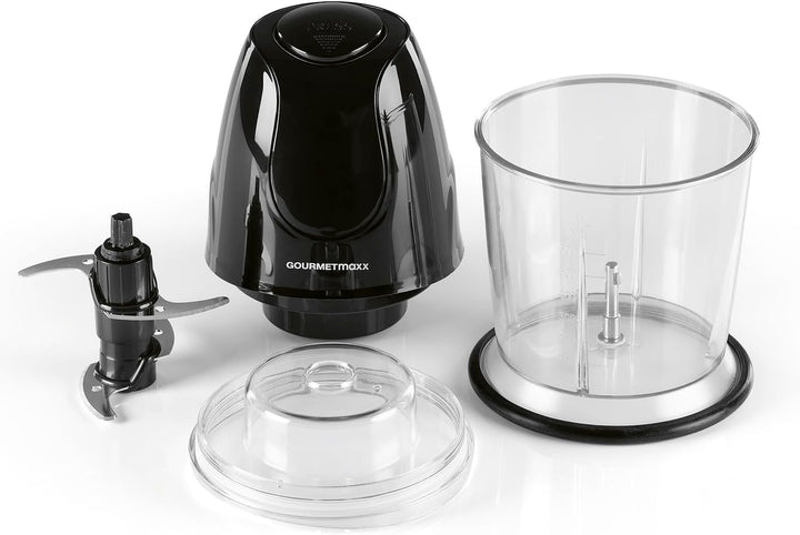 GOURMETmaxx Multi-Zerkleinerer mit praktischer Ein-Knopf-Bedienung | 600ml Volumen, 2 Edelstahl-Dopp