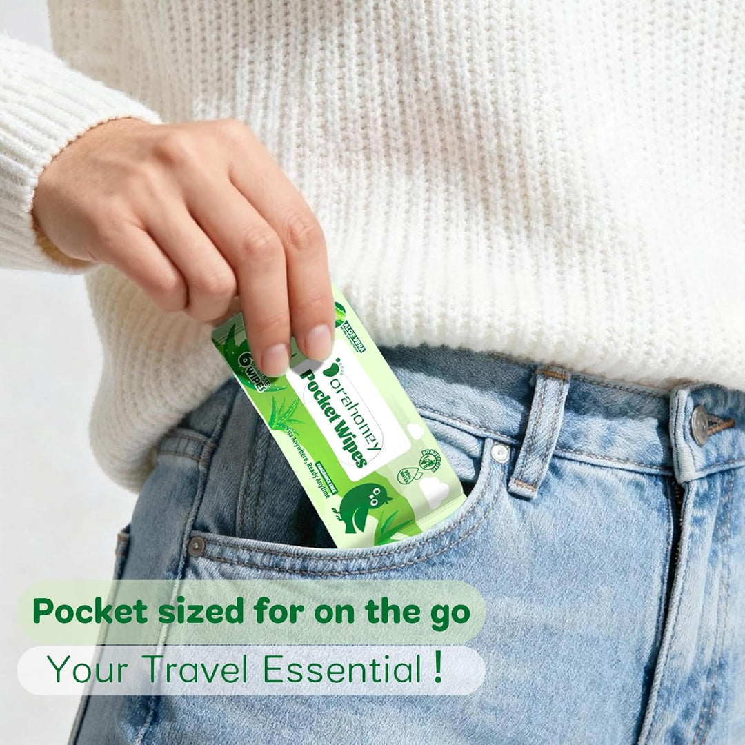 Feuchttücher Reisegrösse mit Aloe Vera – Mini, 99% Wasser, unparfümiert, sanft zur empfindlichen Hau