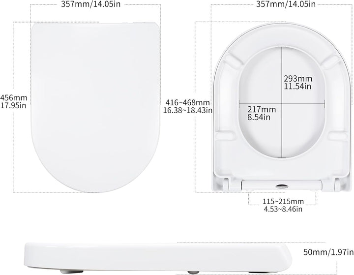 WC Sitz D Form mit Absenkautomatik, Toilettendeckel aus Duroplast, Toilettensitz mit Schnellverschlu