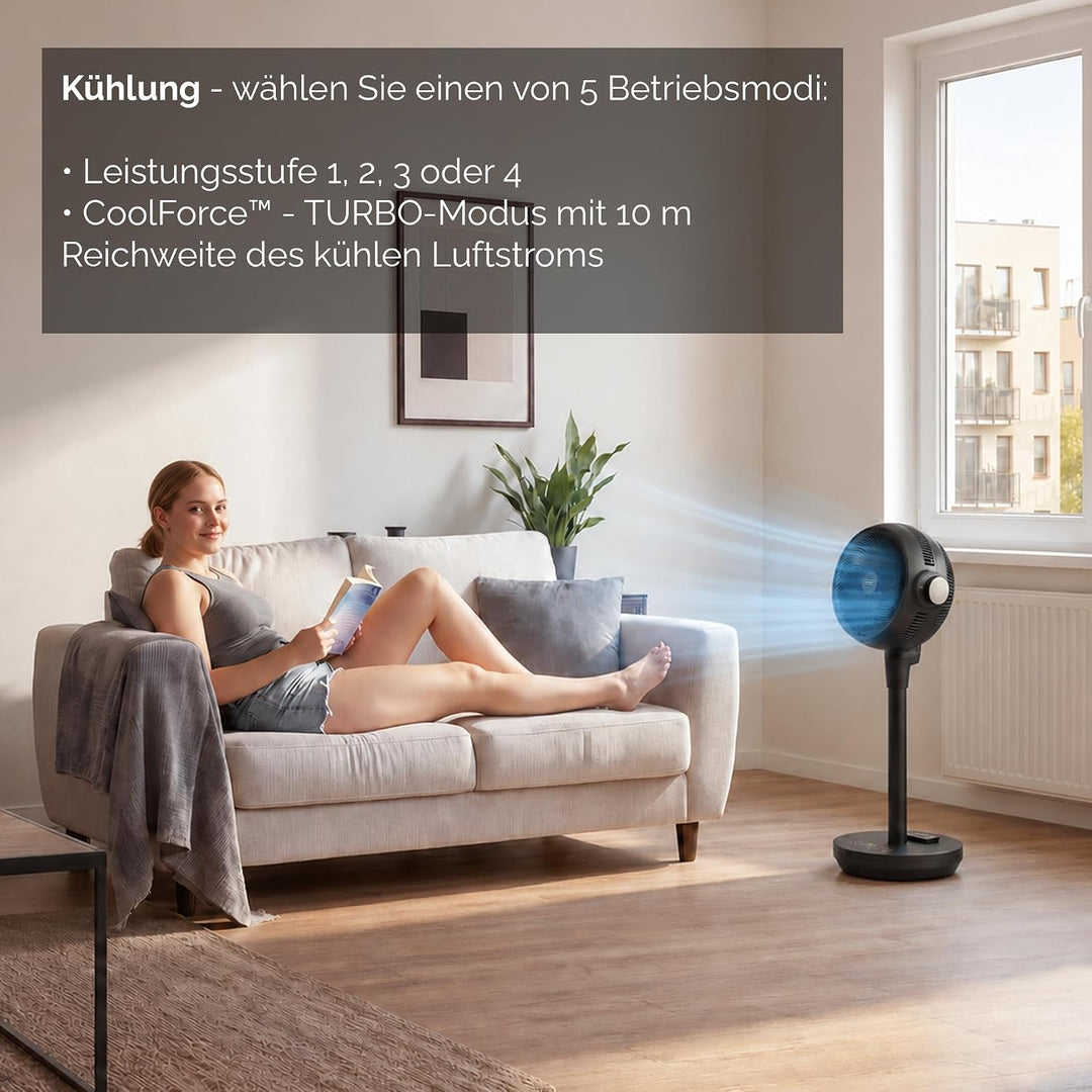 YOER Ventilator 2in1 Kühlen &amp; Heizen, 10 m Wurfweite, Heizlüfter Standventilator leise mit Fernbedie