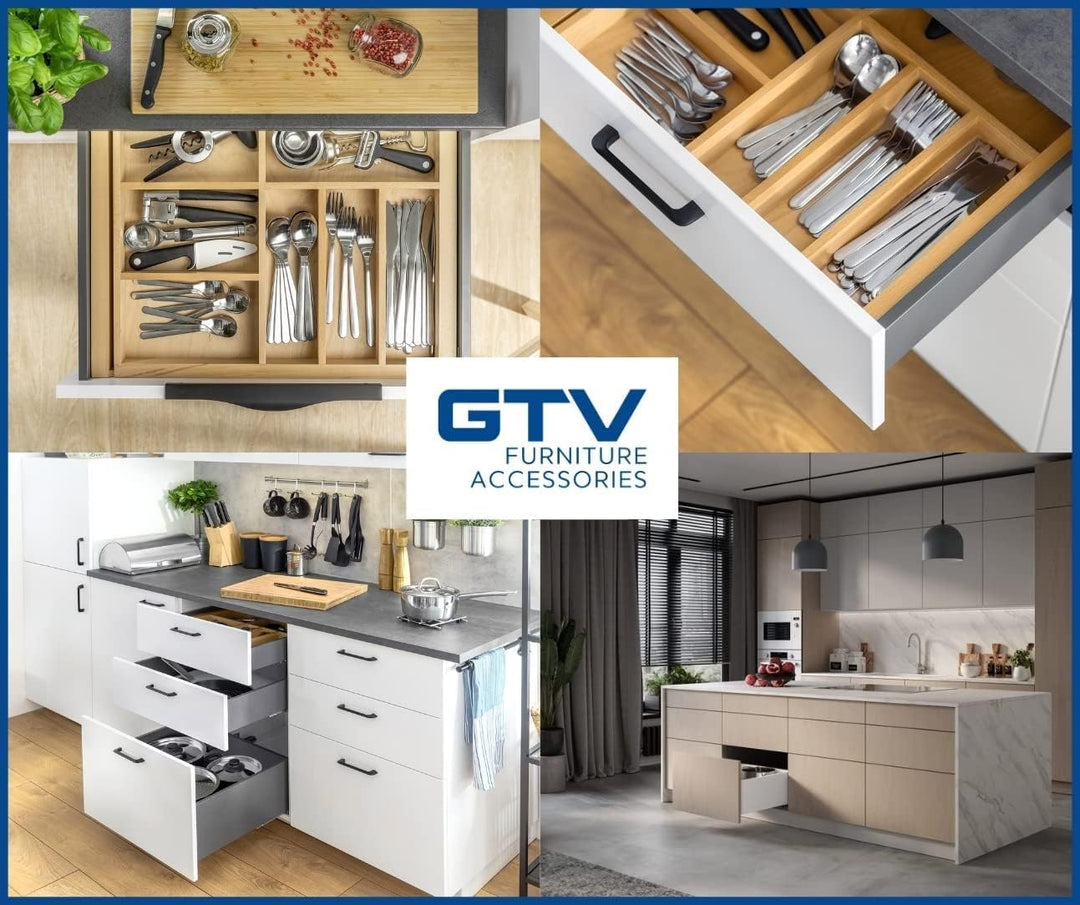 GTV Schubladensystem AXIS PRO I Schubkastengarnitur mit Vollauszug und integriete Dämpfung I Anthraz