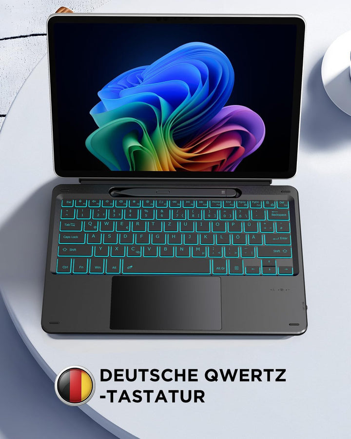 CACOE Bluetooth Tastatur für Surface Pro 12, Ultraslim Keyboard Type Cover für Surface Pro, 7-Farben