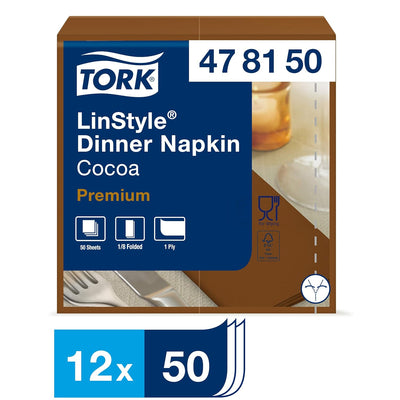 Tork 478150 Linstyle Premium Dinnerservietten Kakao 1/8-Falz / Papierservietten stoffähnlich & saugf