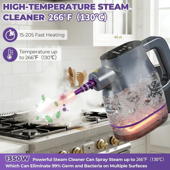 1350W Dampfreiniger Handgerät 15-Sekunden-Aufheizung 130℃ Tragbarer Dampfreiniger für Zuhause mit 40