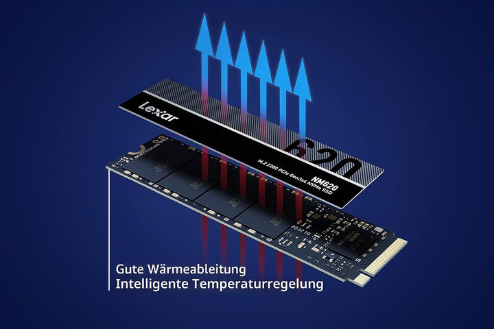 Lexar NM620 1TB SSD, M.2 2280 PCIe Gen3x4 NVMe 1.4 Interne SSD, Bis zu 3500MB/s Lesen, 3000MB/s Schr