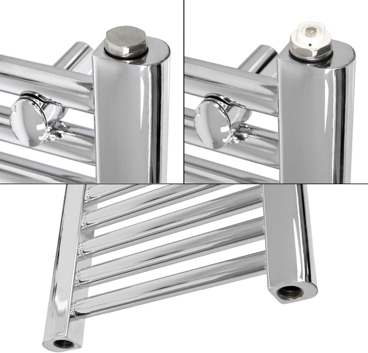 ECD Germany Badheizkörper Elektrisch 400x1200mm mit Heizstab 900W Grosse Leistung Chrom gebogen mit