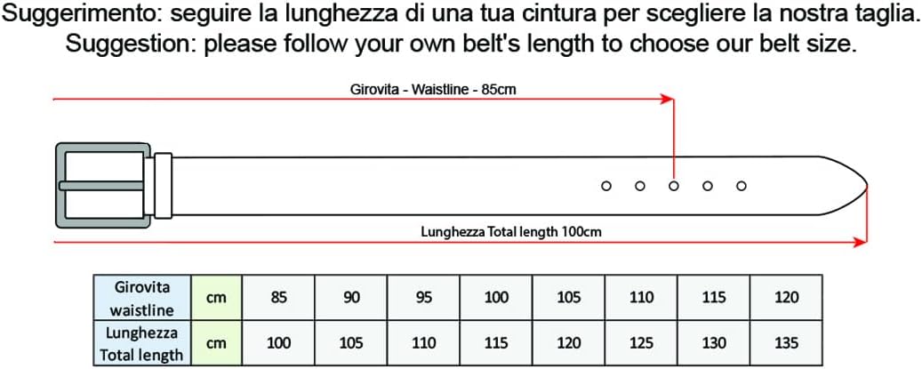 Herren-Gürtel aus echtem Leder, schwarz, glänzend, hergestellt in Italien, 35 mm, 105cm Waistline -