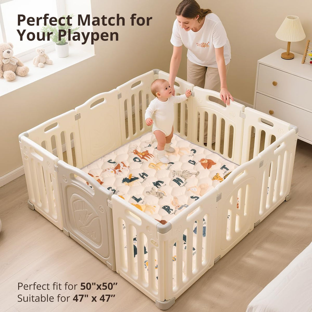 COMOMY Krabbelmatte Baby 127x127 cm, Extra Dicke und Weiche Spielmatte Baby Faltbar, Rutschfeste Sch