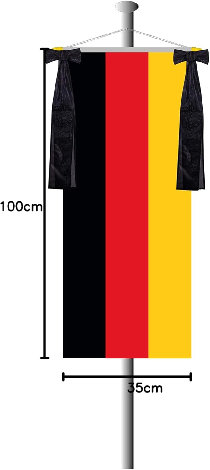 FLAGLY Trauerflor schwarz für Fahnenmasten - Trauerschleifen schwarz in verschiedenen Grössen zur Tr