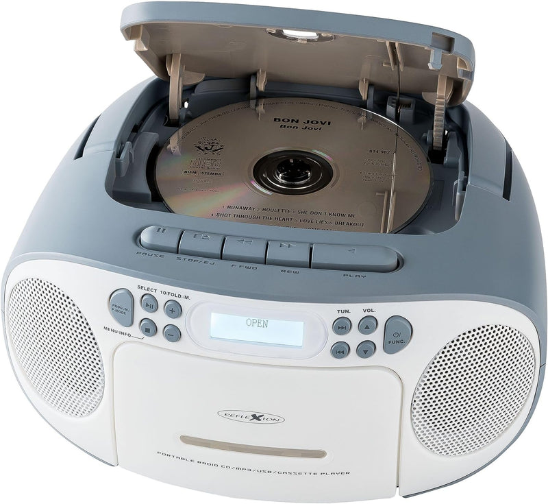 Reflexion CD-Player mit Kassette und DAB-Radio für Netz- und Batteriebetrieb (PLL UKW-Radio, DAB+, L