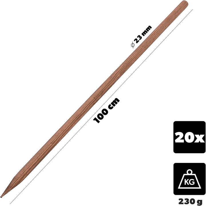 KADAX Holzstäbe 100 cm x 23 mm, 20er Set, Pflanzstäbe aus imprägniertem Holz, Holzpfähle als Rankhil