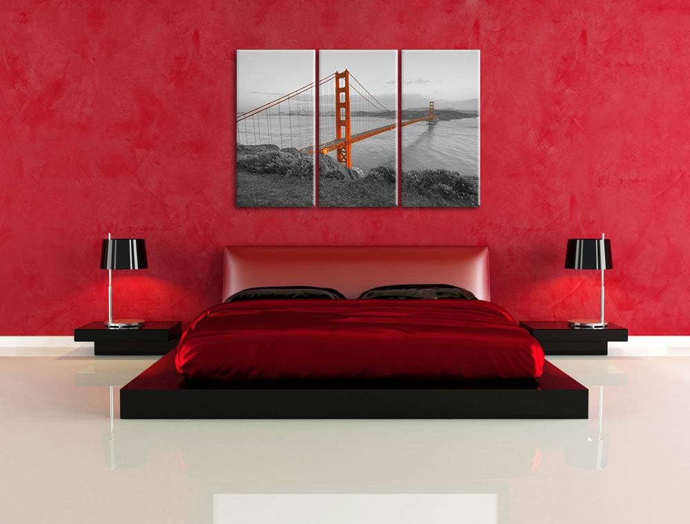 Pixxprint Golden Gate Bridge San Francisco als Leinwandbild | Grösse: 3 Teilig (120x80) | Wandbild|