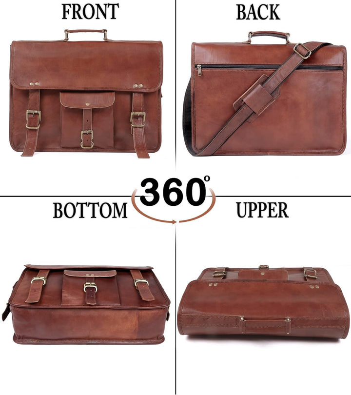 Honey Leather Exporters Umhängetasche Aktentasche aus Leder für Büro Laptop Tasche für Damen und Her