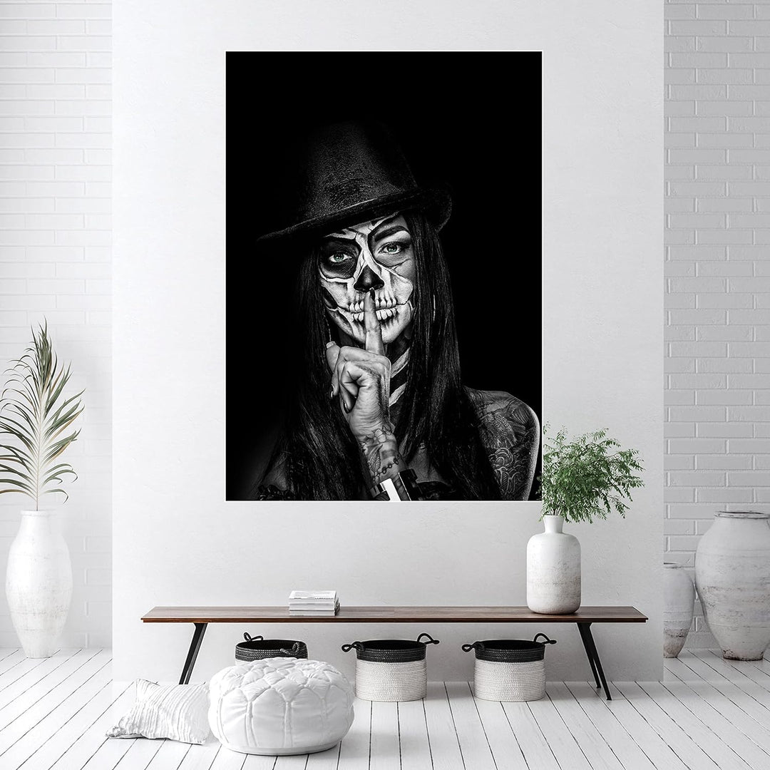 wandmotiv24 Poster als Wanddeko, Grösse Din A0, Model mit Totenkopf Makeup, Schminke, Grüne Augen, F