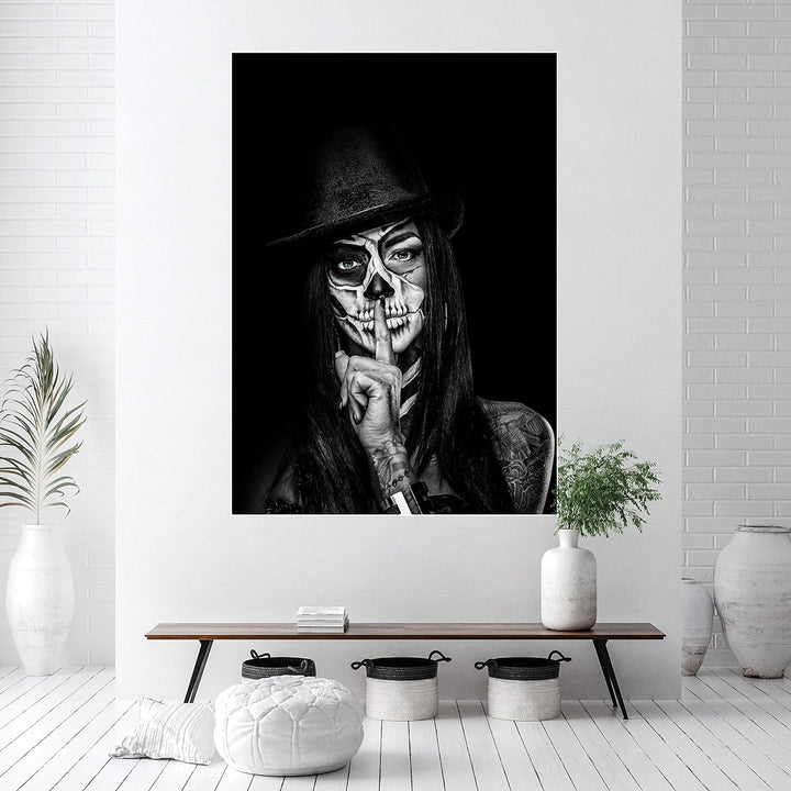 wandmotiv24 Poster als Wanddeko, Grösse Din A0, Model mit Totenkopf Makeup, Schminke, Grüne Augen, F