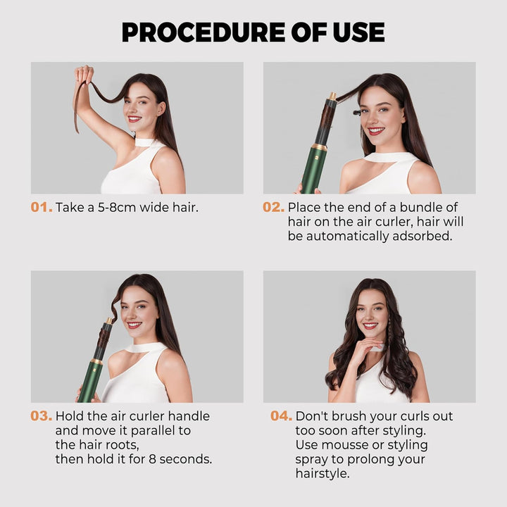 OKWRAP Hair Styler Set Hairstyler 5 in 1 Haarstyler, Airstyler Air Curlers Föhn 5 in 1 Mit Rundbürst