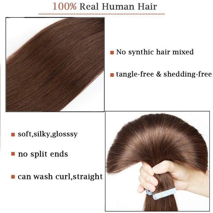 SEGO Tape Extensions Echthaar 20 Tressen/30 g Klebeband Band in Haarverlängerung Kleber Haarteile Ha