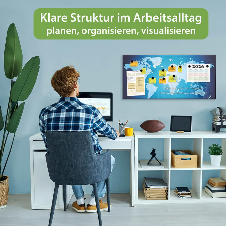banjado Magnettafel schwarz 78 x 37cm / Magnetwand Metall/Magnetpinnwand als Memoboard/Pinnwand Magn