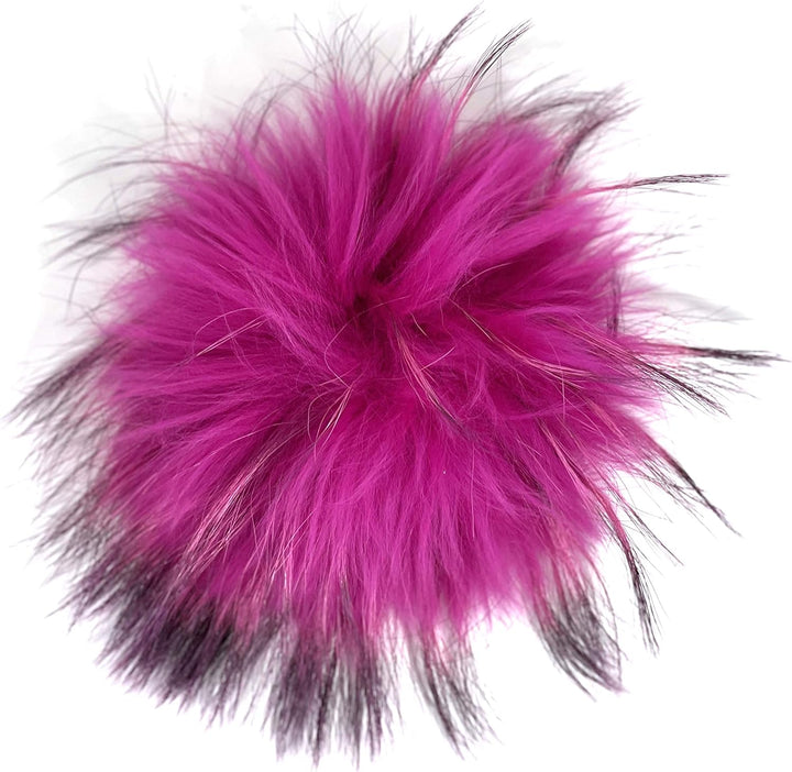 FISH IN THE SEA Premium Echtfell Bommel XL 17-19cm Fellbommel mit Druckknopf in Schwarz leicht zum A