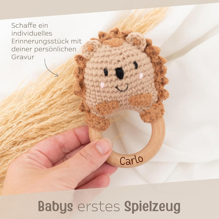 Bärenfreunde Personalisierter Beissring Baby - Niedlicher Greifling für Baby's, Greifring, Babyrasse