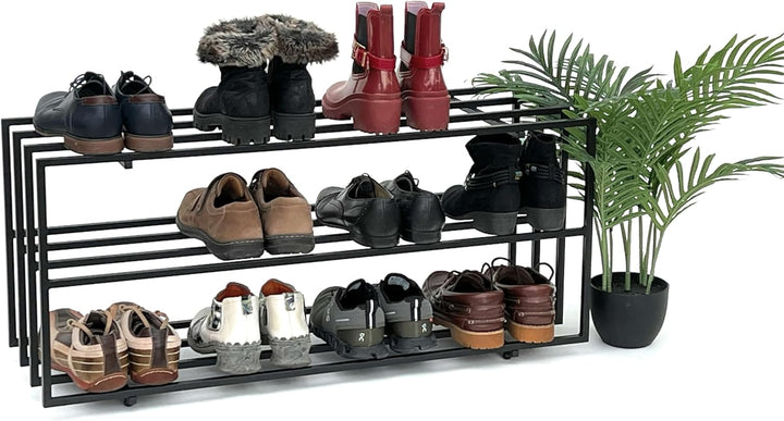 DanDiBo Schuhregal Metall Schwarz 3 Ebenen 96552 Schuhablage Schuhständer Modern Stabil Massiv Schuh