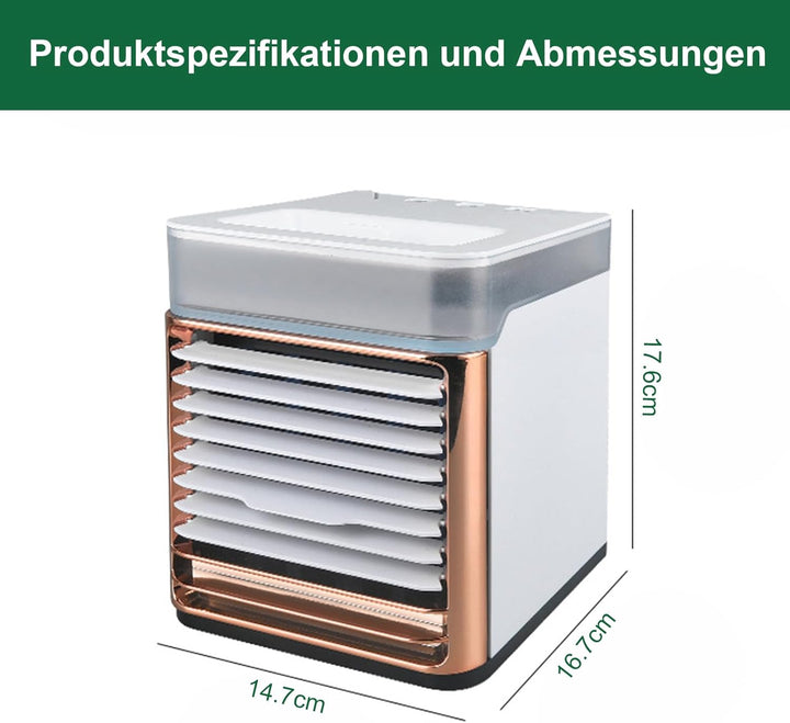 HoldOneLight USB Tragbarer Tischventilator mit Sprühkühlung, Desktop Klimaanlage für Zuhause, Wohnhe