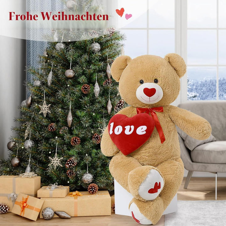 MorisMos 1.3m riesen teddybär, Hellbraun grosser teddybären Kuscheltier XXL teddys, Valentinstag dek