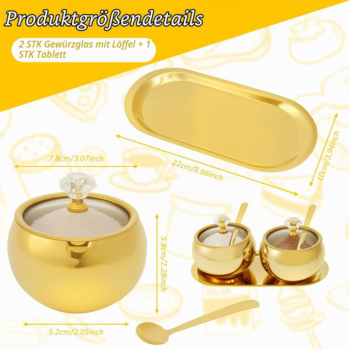 Gewürzgläser 304 Edelstahl,Gewürzdosen mit Löffel,Gewürzstreuer,Gewürzbehälter,Spice Jars für Salz,Z