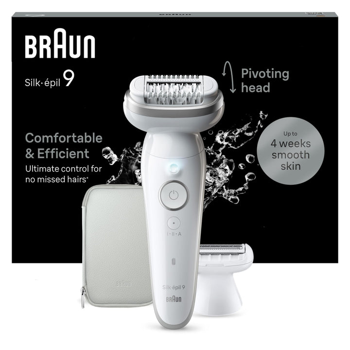 Braun Silk-épil 9, Epilierer Damen / Haarentferner für langanhaltende Haarentfernung, Rasieraufsatz