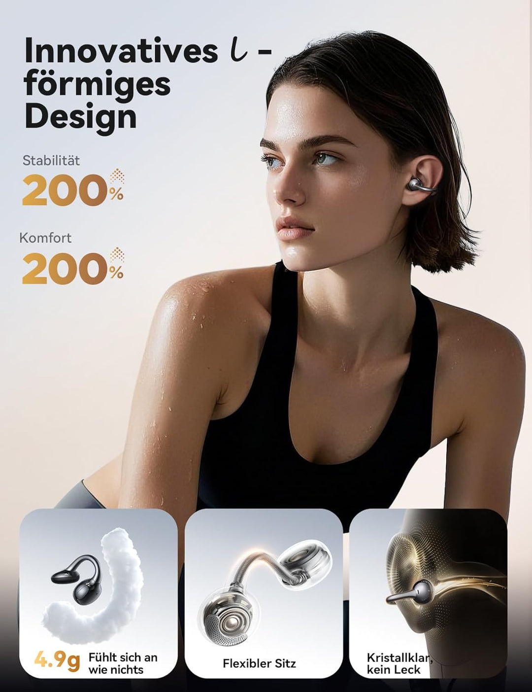 JOYROOM OE3 Open Ear Kopfhörer, ClipOn-Design für Ganztägigen, Bluetooth 5.4, Immersiver Sound, ENC