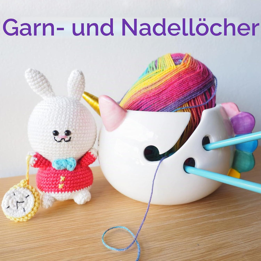 Einhorn-Garnschale zum Stricken – Keramik-Strickschale, extra gross, 21,6 cm, Keramik-Garnschale, Hä