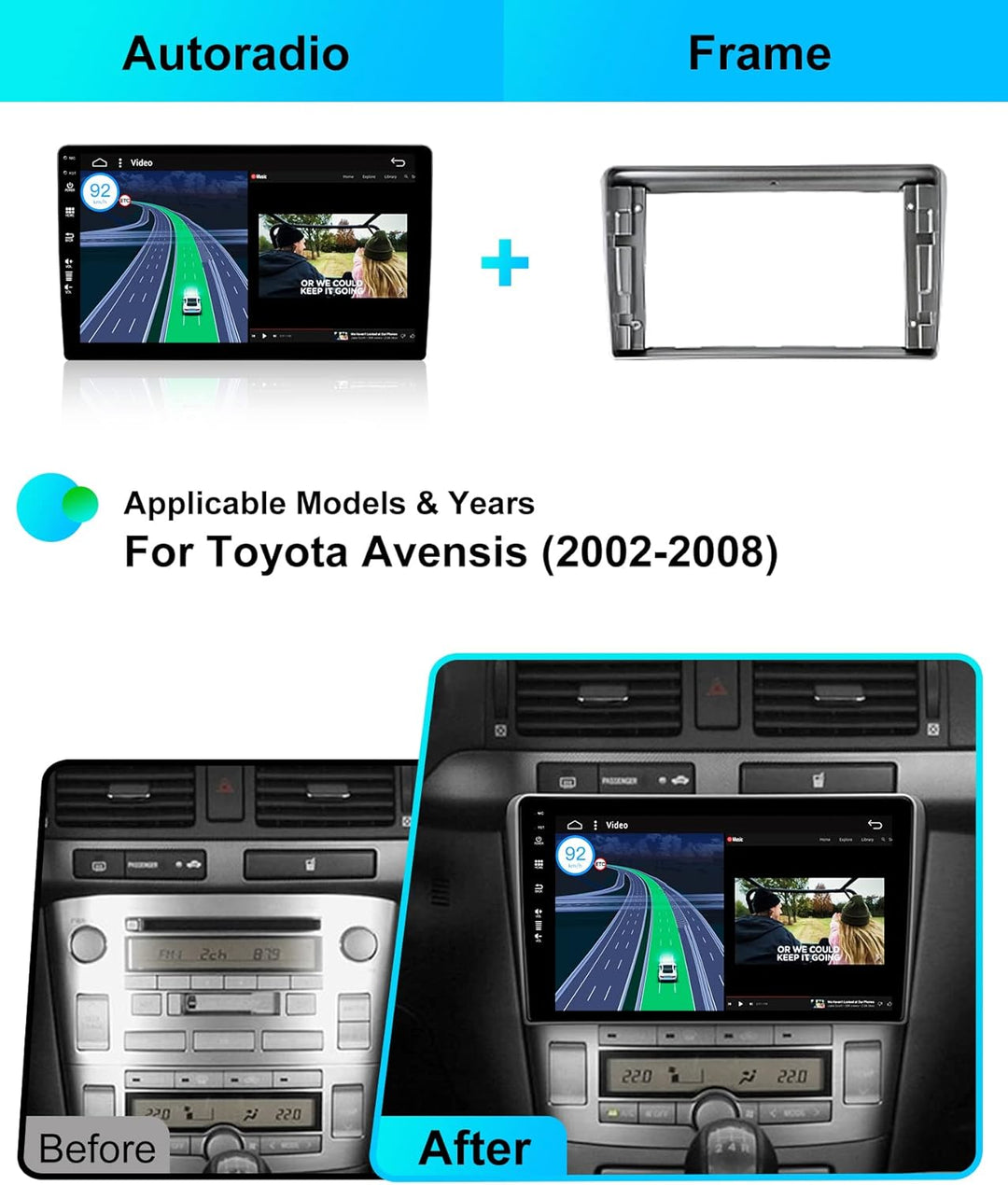 JOYX - 6G+128G - Android 13 IPS Autoradio Passt für Toyota Avensis (2002-2008) - Kabellos CarPlay/An